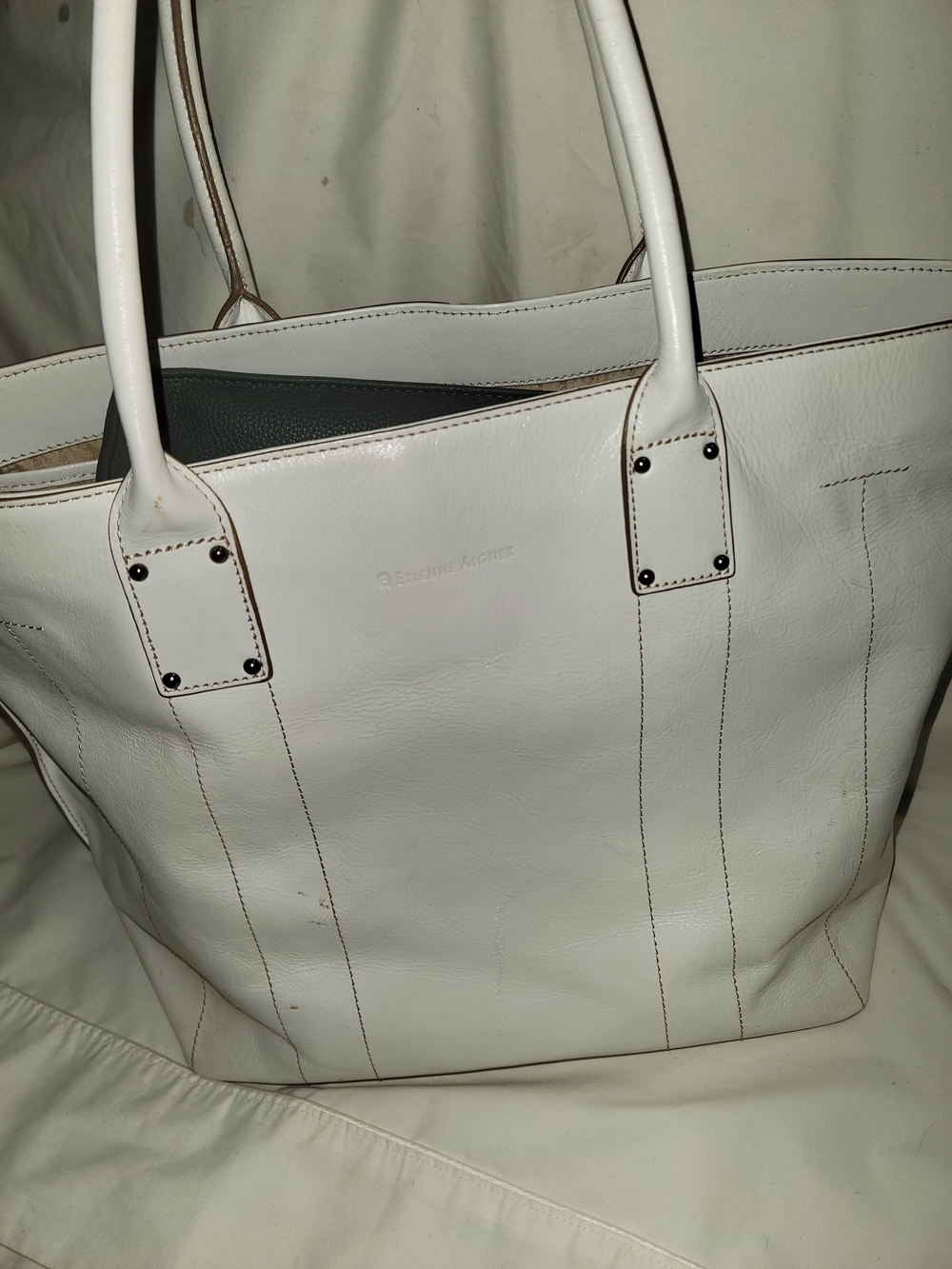 White Leather Etienne Aigner Tote Bag